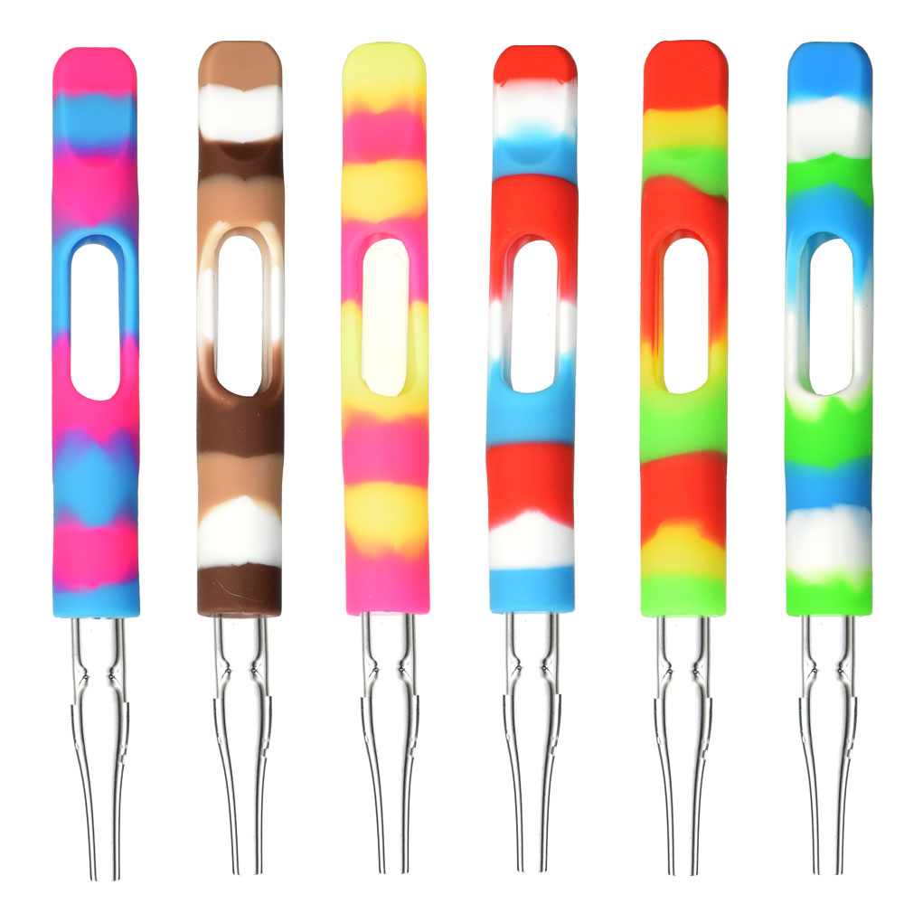 Silicone Wrapped Dab Straw – 3.75″ / Colors Vary
