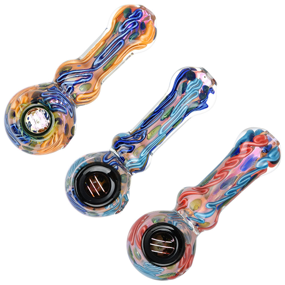 Lustrous Fumed Glass Spoon Pipe – 4.25″ / Colors Vary