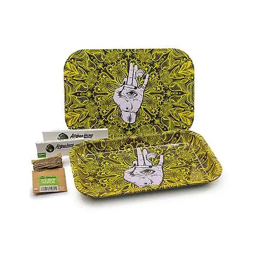 Afghan Hemp Metal Tray for Rolling and Organization - Image 19