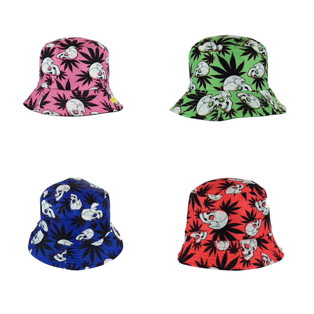 Skull Cannabis Life Reversible Design Bucket Hat