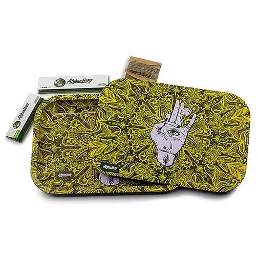 Afghan Hemp Metal Tray for Rolling and Organization - Image 28