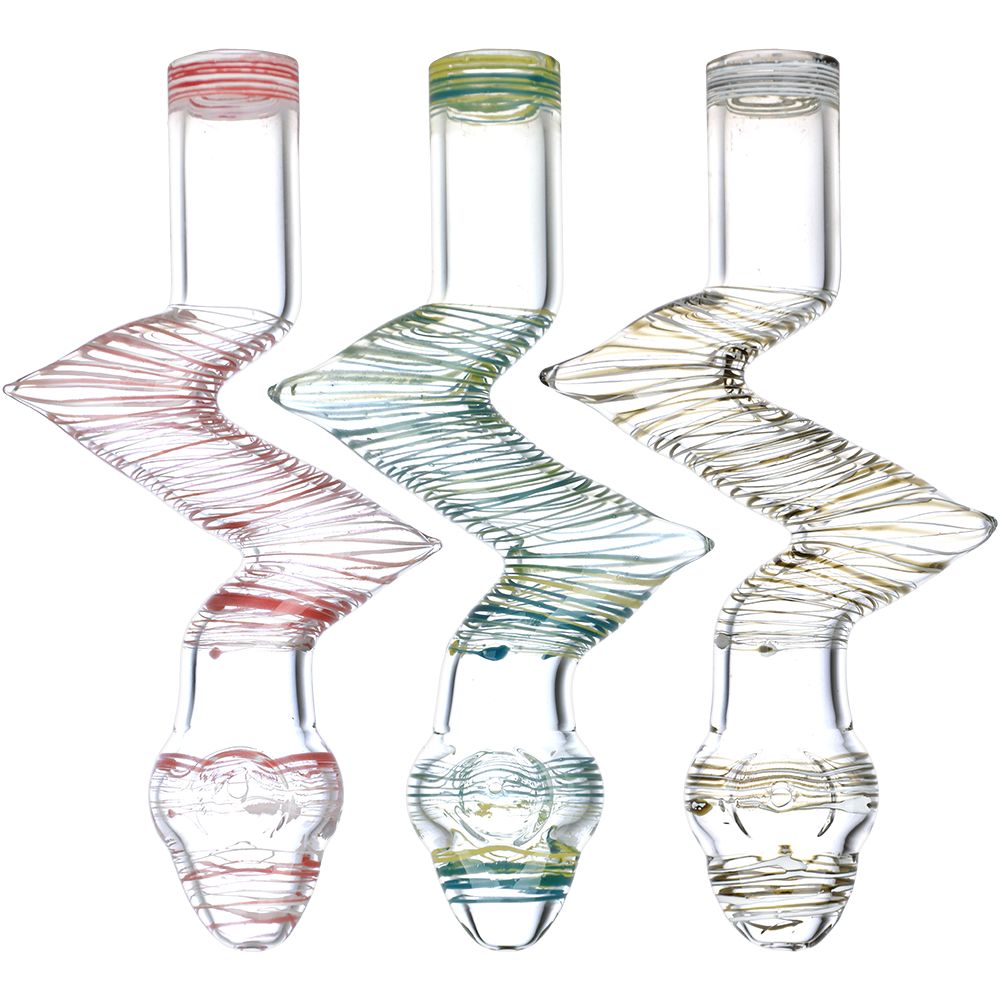 Striped Zig Zag Glass Steamroller – 8.5″