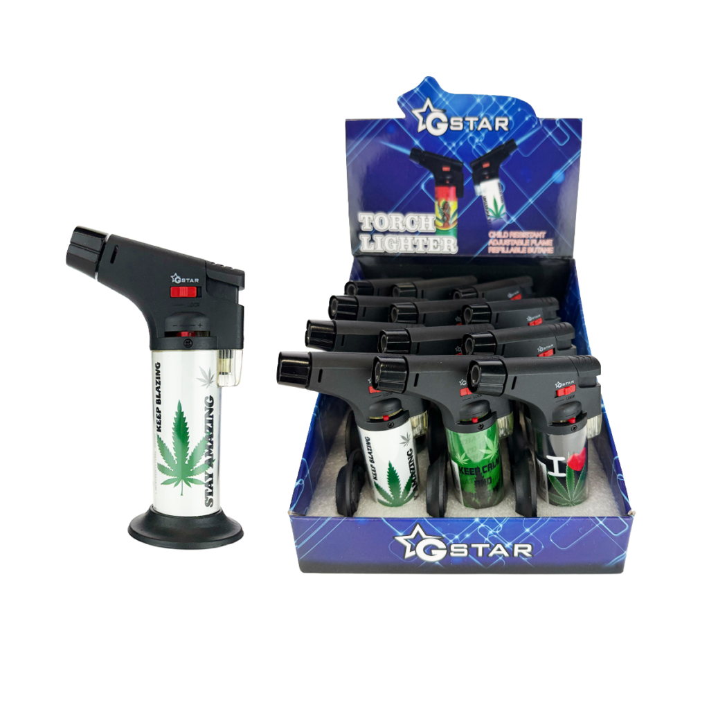 Botanical Leaf Print Table Torches – 12 Piece Set