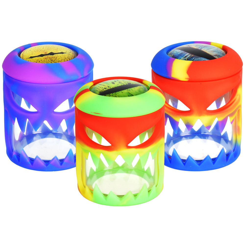 Lizard Eye Silicone Wrapped Glass Storage Jar – 80mL/Colors Vary