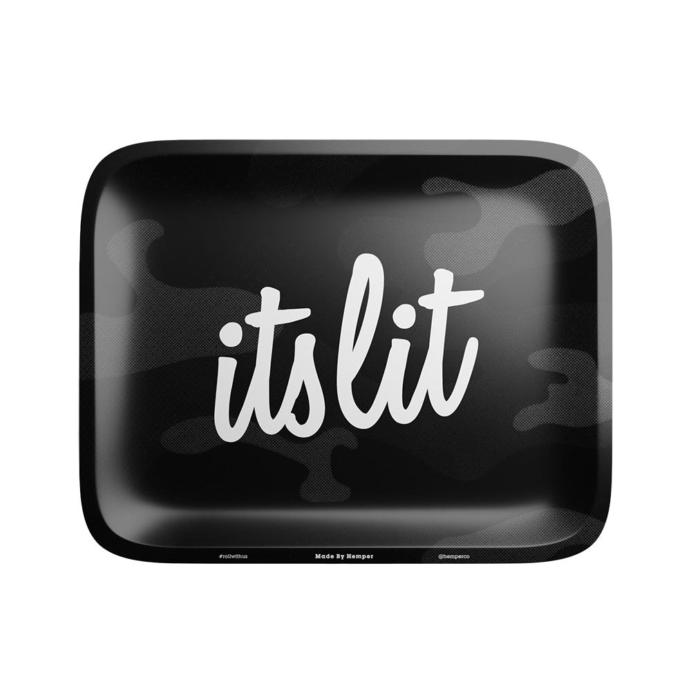 Hemper It’s Lit Black Camouflage Metal Rolling Tray – 7″x5.5″