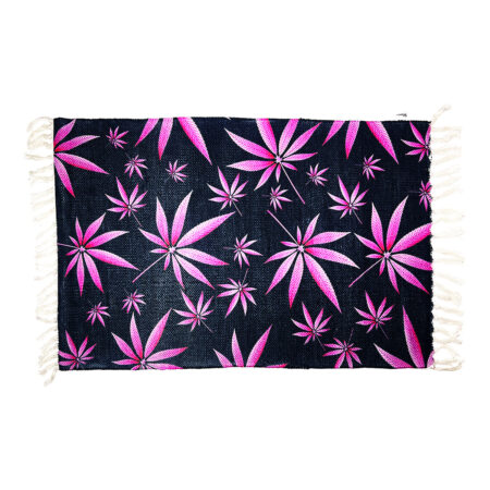 Artisan Handloom Pink Leaf Motif Doormat - 2x3ft