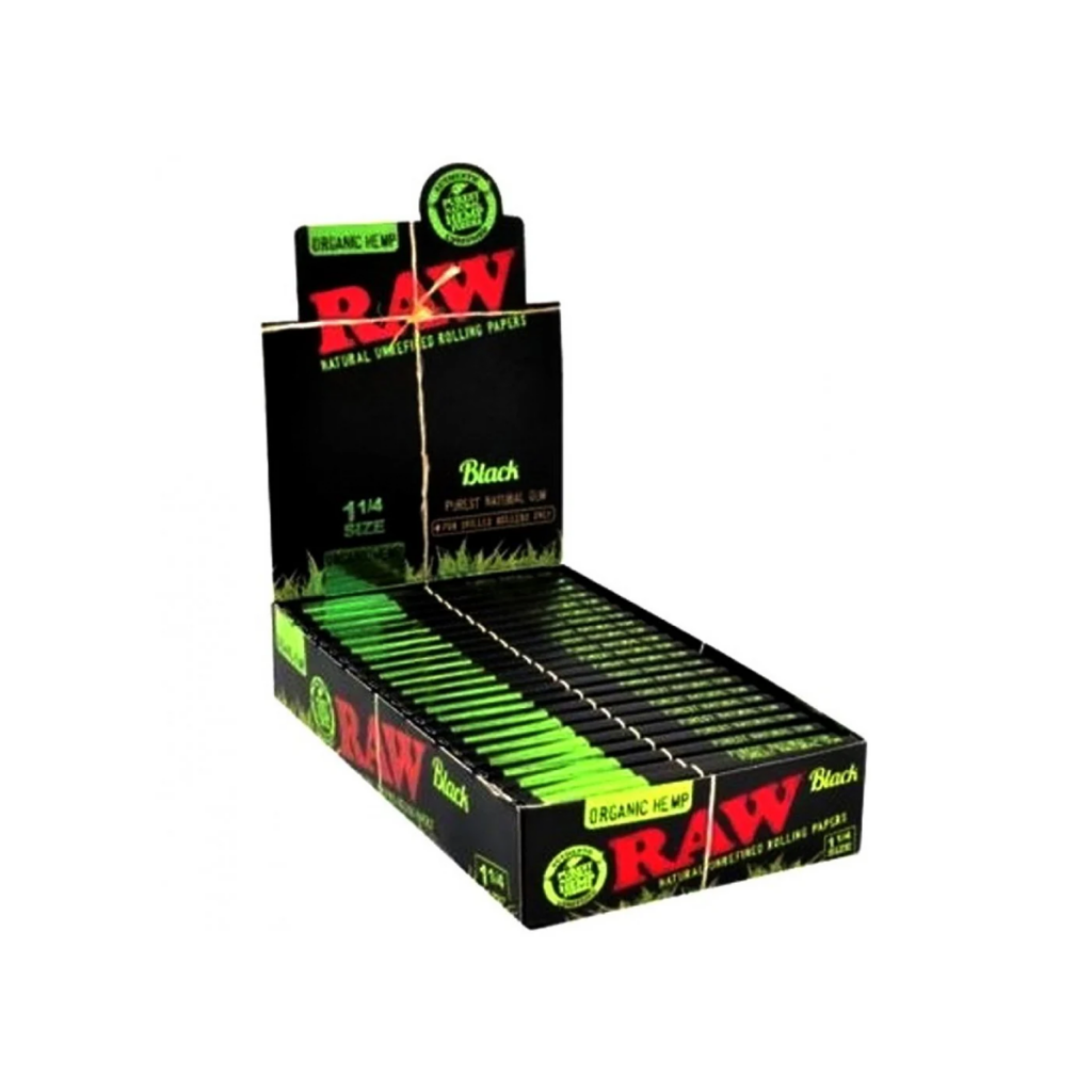Raw Black Organic 1 1/4″ Rolling Papers – 24 Packs