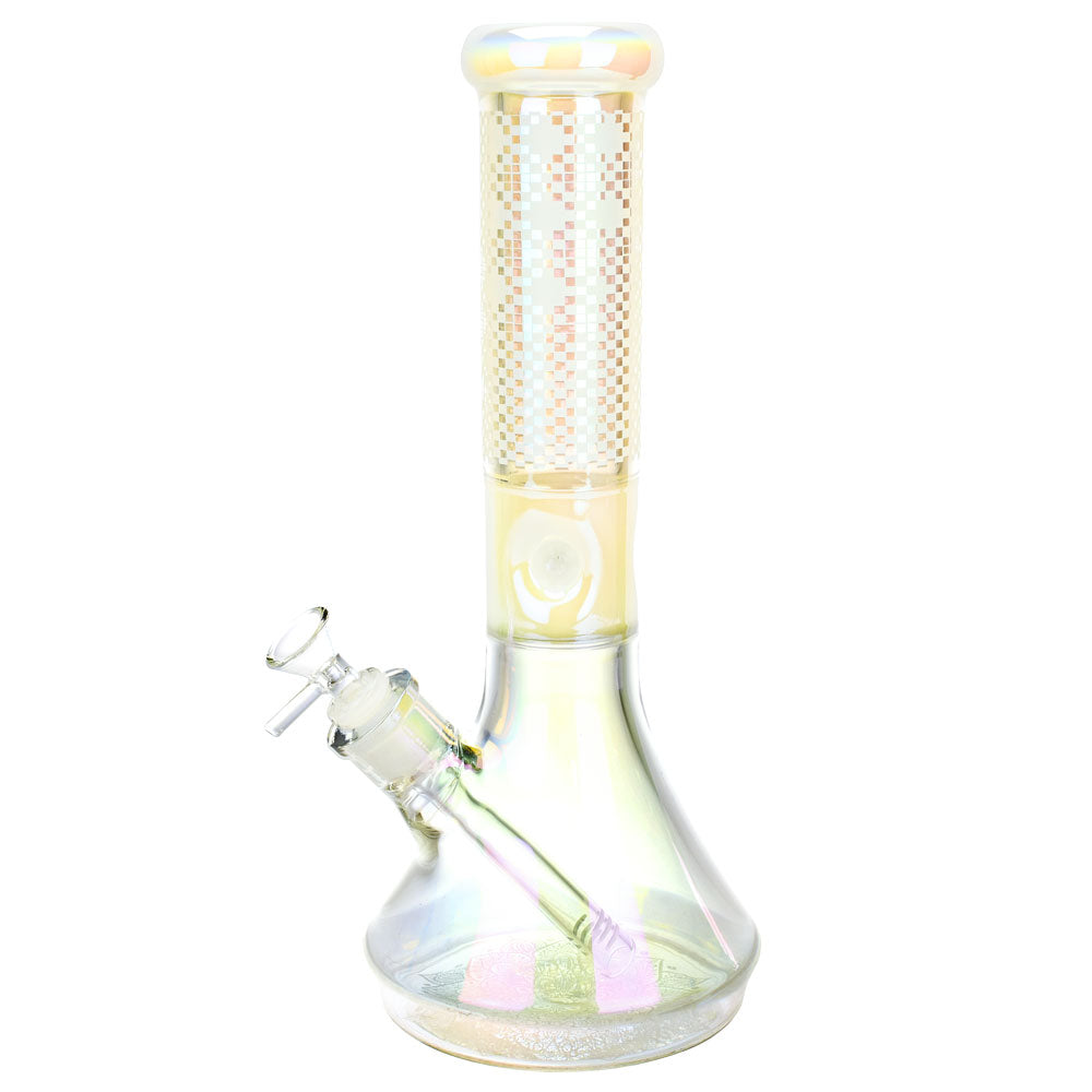 Pixelate Etched Iridescent Water Pipe – 12.5″/14mm F/Colors Vary