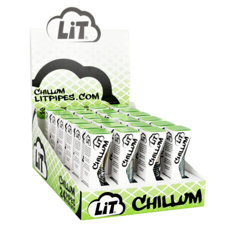 LiT Spiral Striped Glass Chillum - 3.25" / Assorted Colors 24PC DISPLAY -