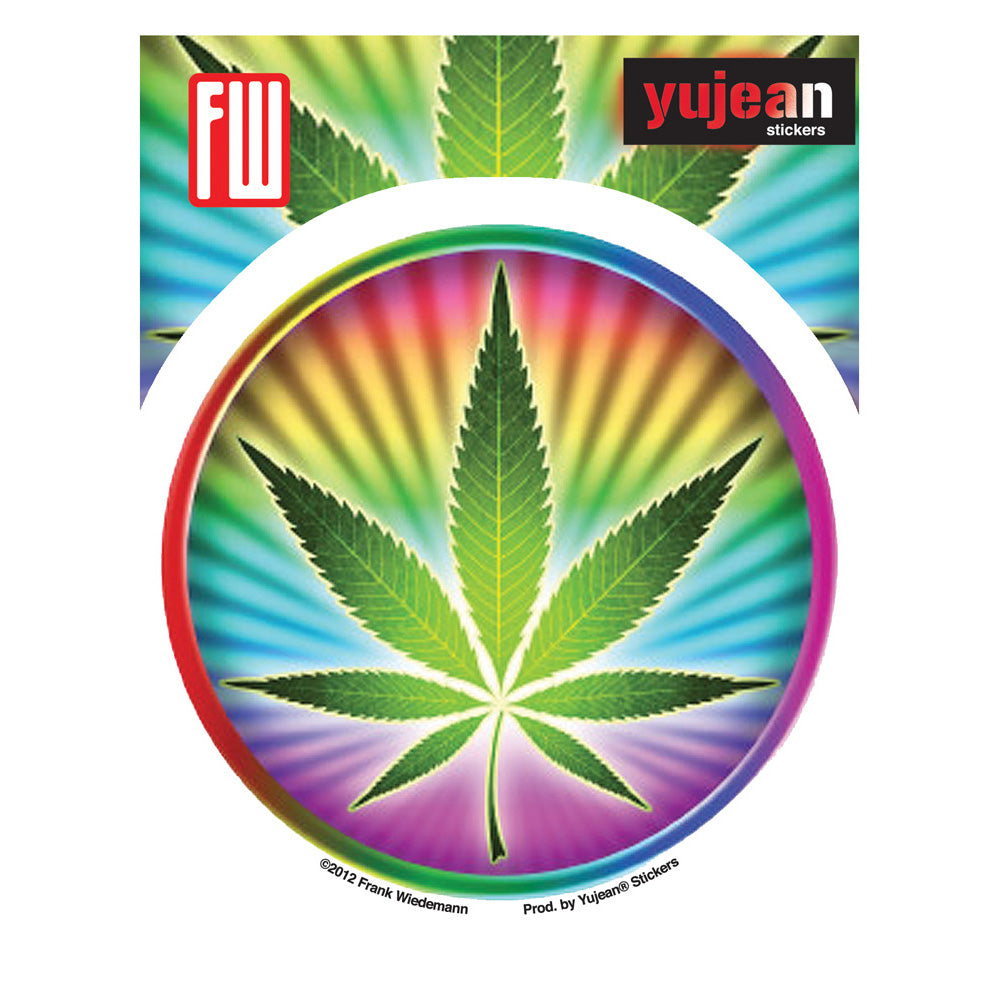Psychedelic Hemp Leaf by Frank Wiedemann Sticker – 4″