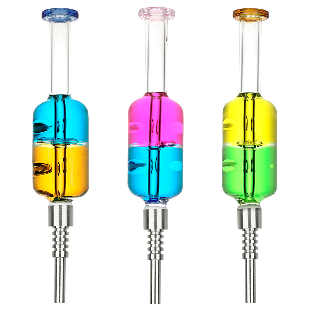 Dual Color Glycerin Dab Straw w/ SS Tip – 8″ / Colors Vary