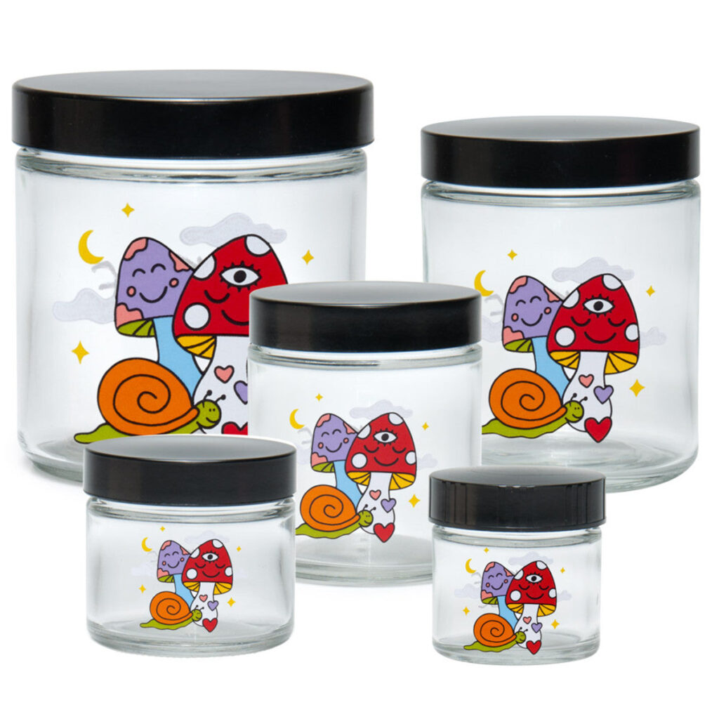 JR989 420 Science x Wokeface Clear Screw Top Jar – Woke Cosmic Mushroom