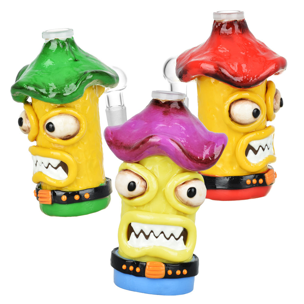 Shroom Monster Glass & Enamel Ash Catcher – 4.75″ / 14mm M / 90D / Colors Vary