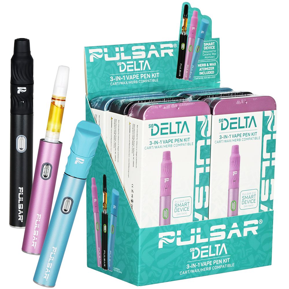 6CT DISPLAY – Pulsar 510 Delta 3-in-1 Smart Battery Vape Pen Kit – 800mAh / Assorted Colors