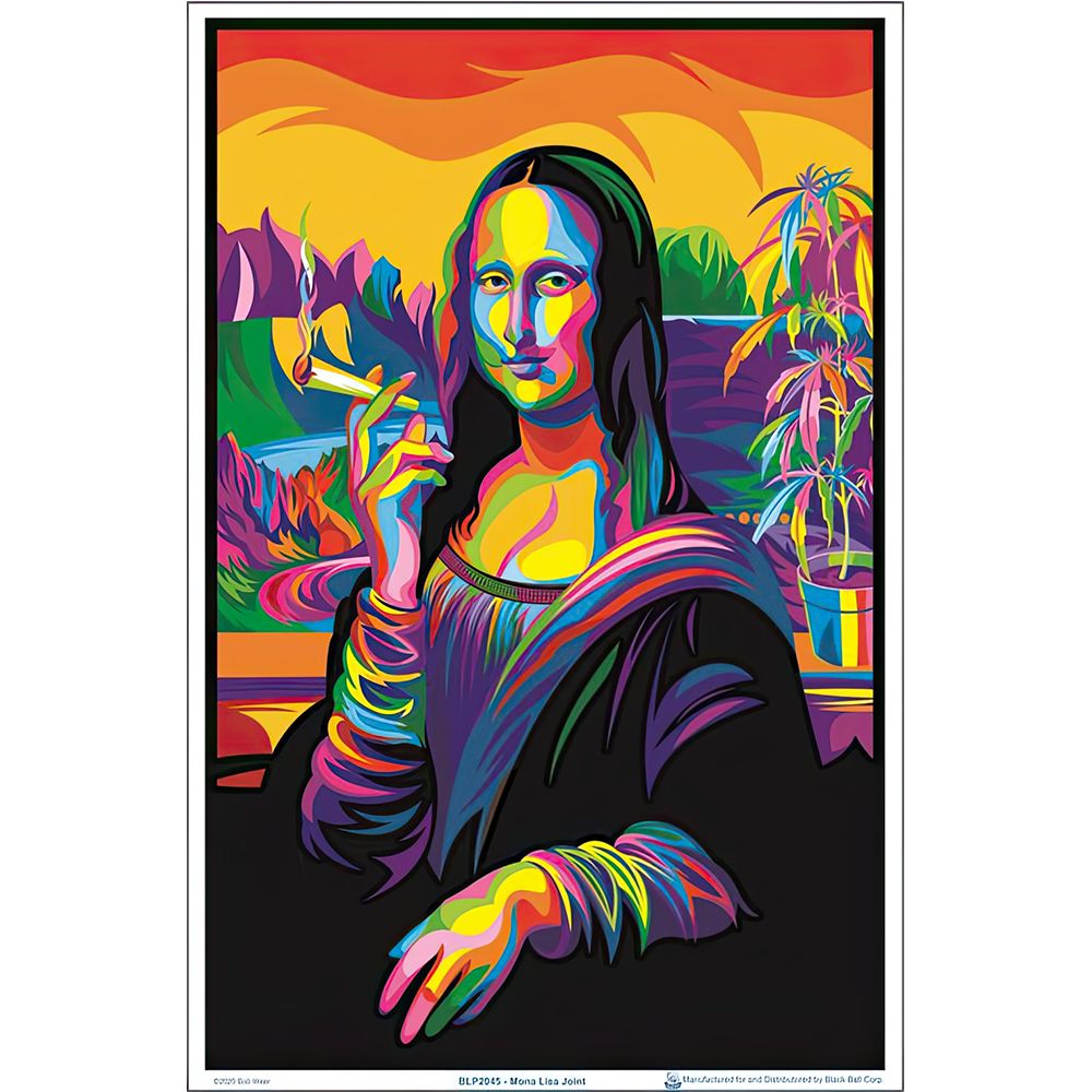 Psychedelic Mona Lisa Flocked Black Light Poster – 23″x35″