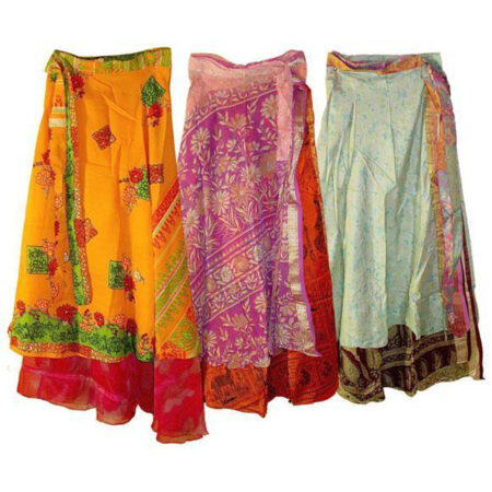 Two-Layer Sari Material Wrap Skirt – 36″
