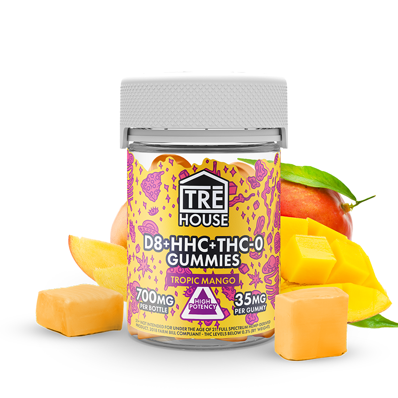 Gummies – Delta 8 w/ HHC & THC-O – Tropic Mango (10 x 6 Pack) – 60pc MC