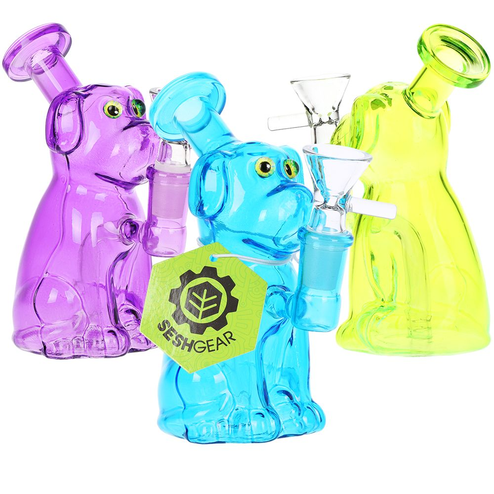 3CT BUNDLE – SeshGear Fetch Rover! Glass Bubbler – 5″ / 14mm F / Assorted Colors
