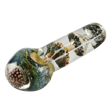 Iridescent Fritted Glass Spoon Pipe – Durable 4.5hand Pipe