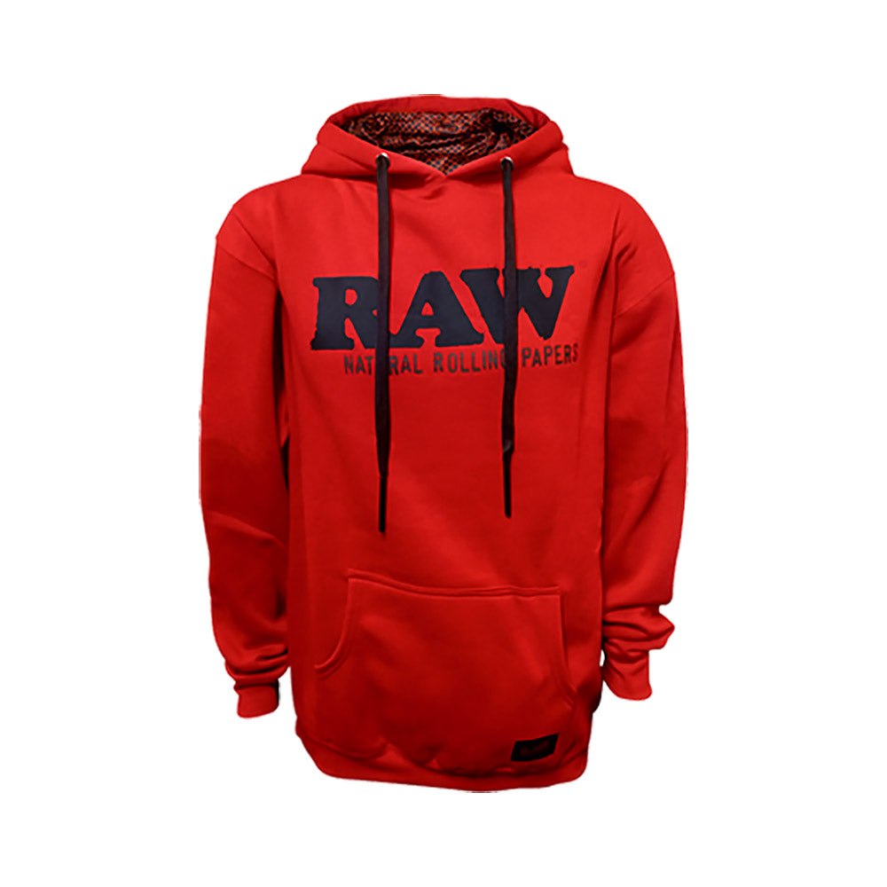 RAW Logo Hoodie w/ Stash Pocket – Red