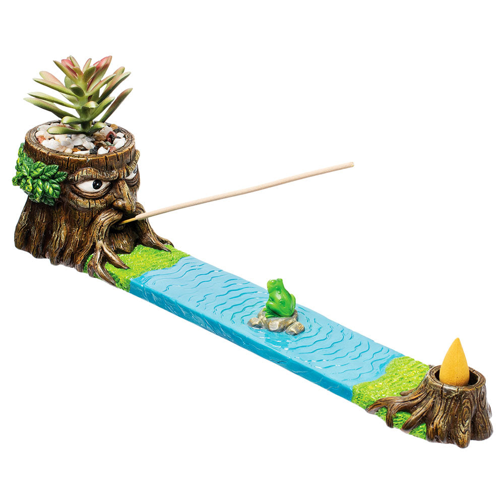 Fujima Tree Man Incense Burner with Faux Plant – 12.5″