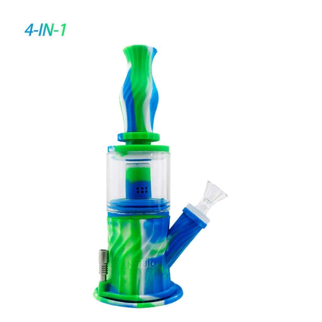 4-in-1 Silicone Glass Water Pipe with Double Percolator for Smooth Smoke - Image 5