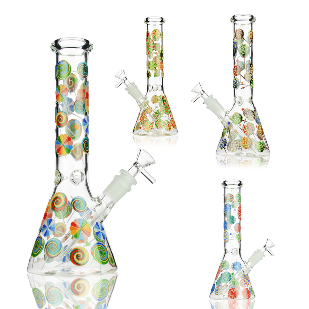 Glow Beaker Water Pipe with Candy Decals