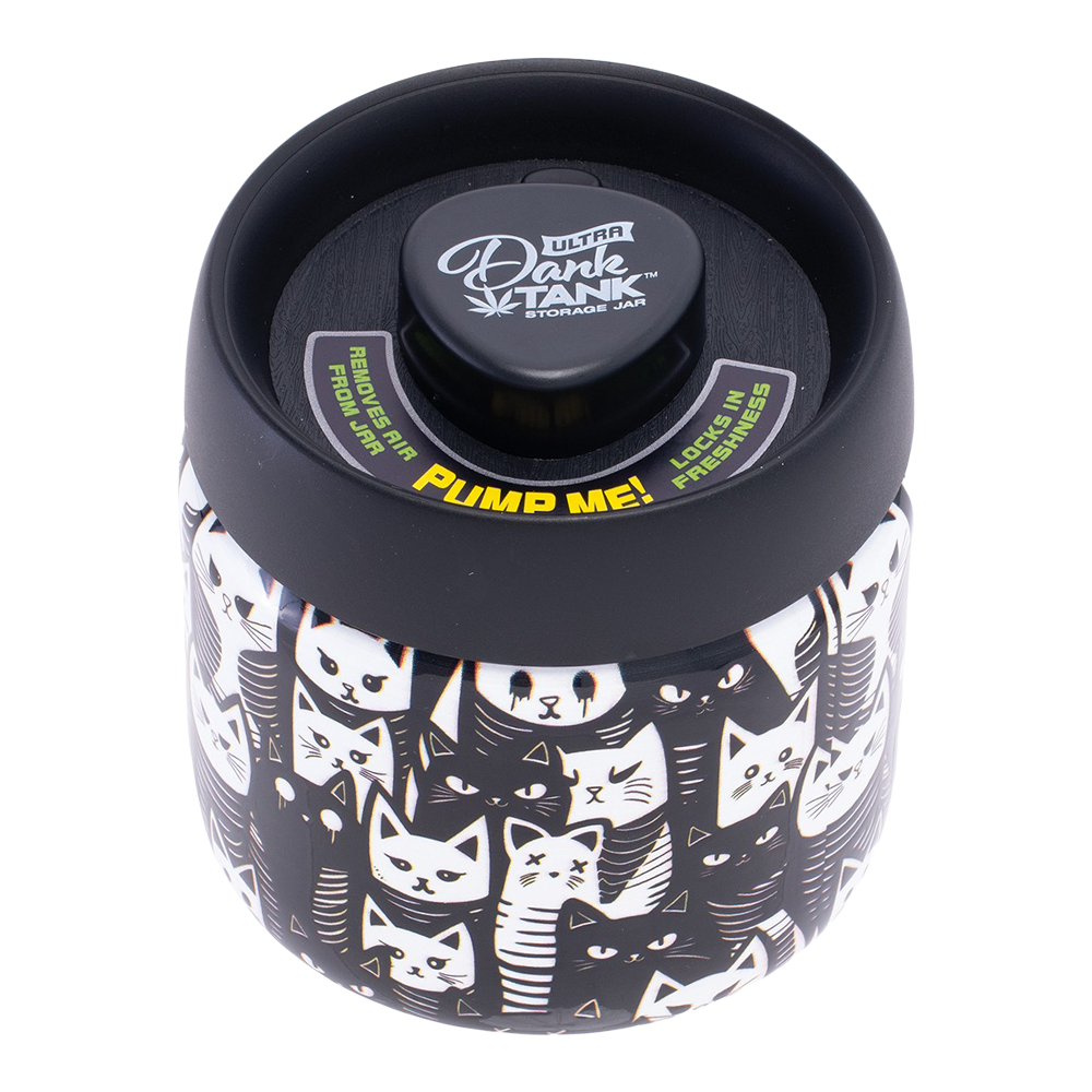 Fujima Dank Tank Vacuum Glass Jar – 4.2″ / Black & White Cats