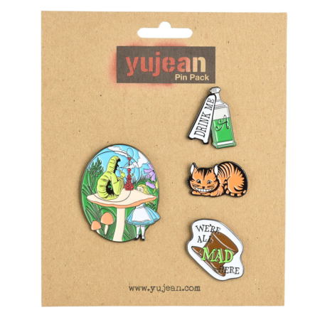 Alice In Wonderland Enamel Pin Pack - Set of 4