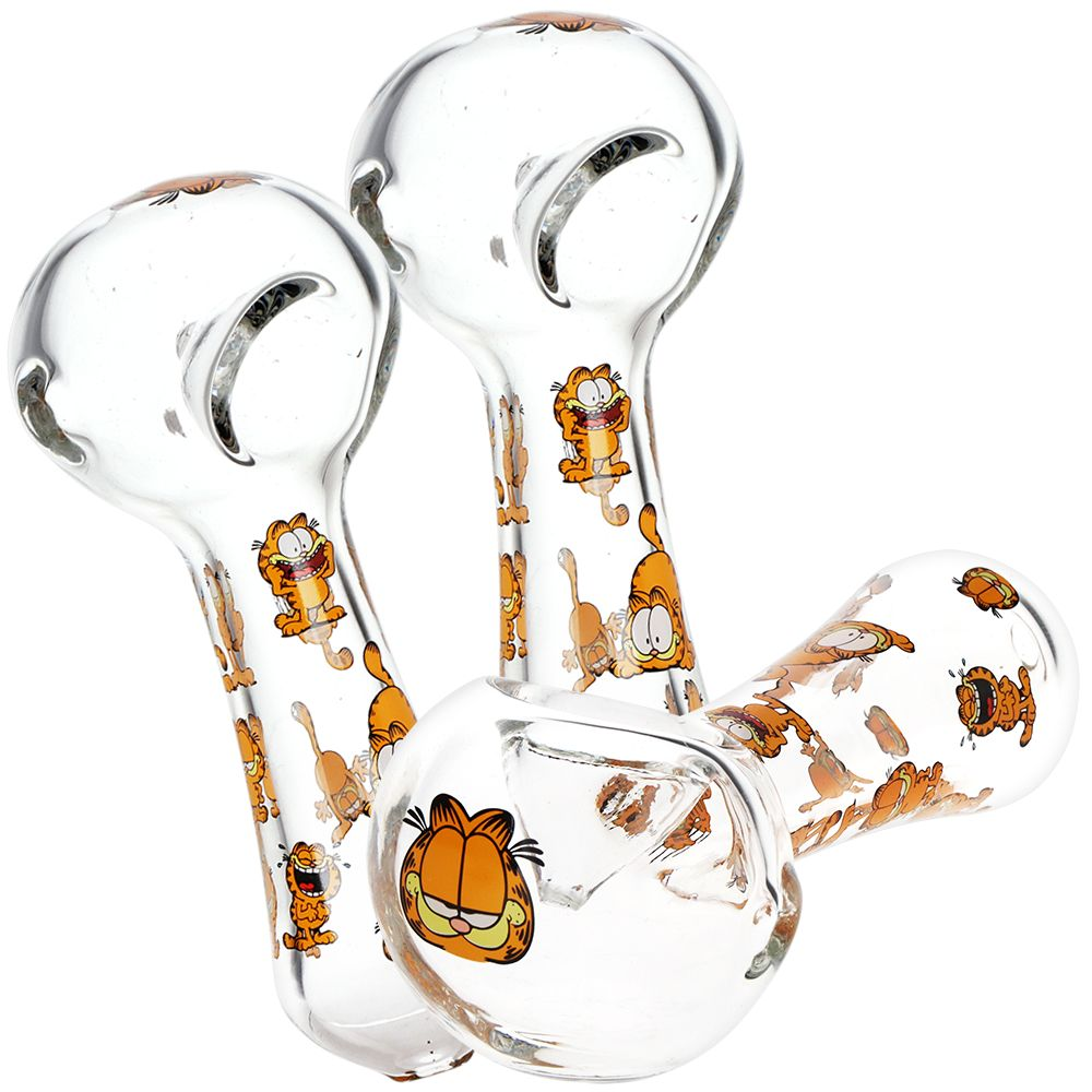 3CT BUNDLE – Stoned Garfield Glass Spoon Pipe – 4.5″