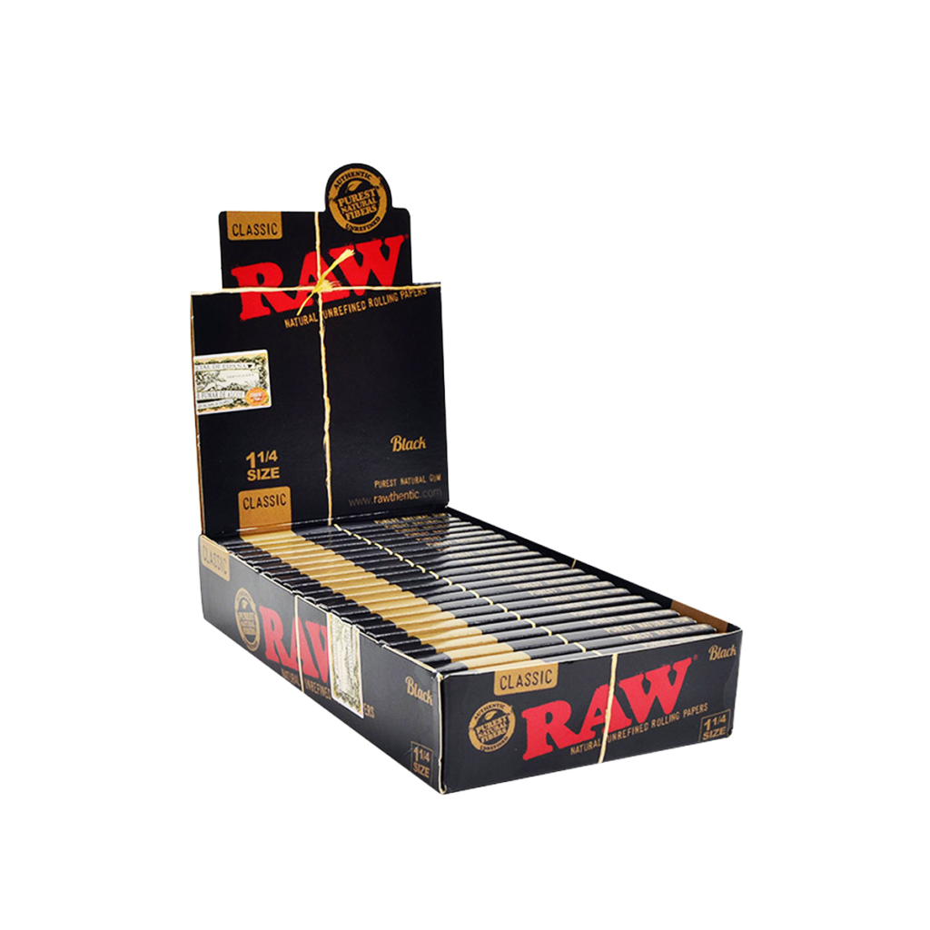 Raw Black 1 1/4″ Ultra-Thin Rolling Papers (24-Pack)