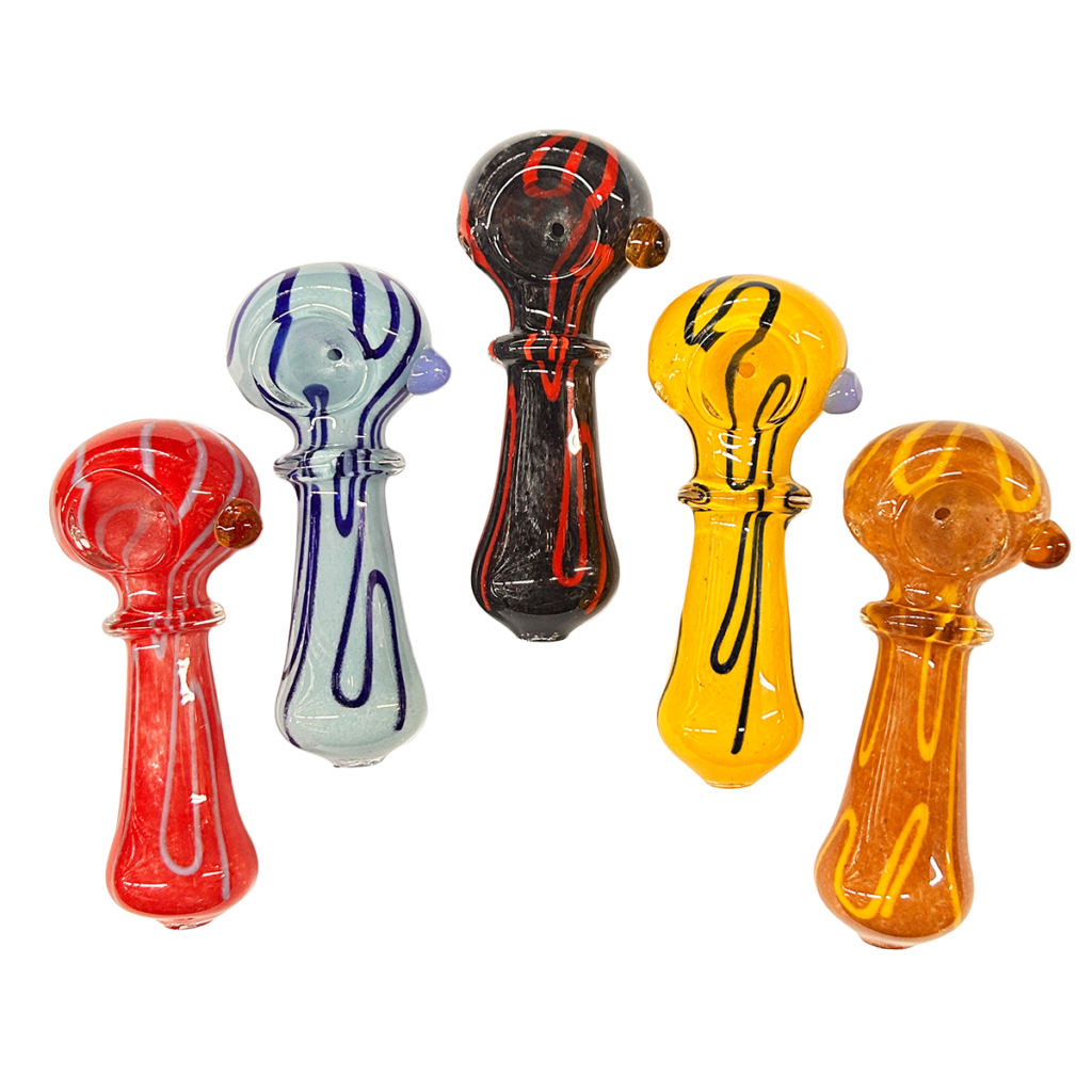 Vibrant Frit Glass Spoon Pipe with Ring