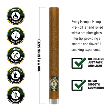 Pre-Rolled King Size Glass Tipped Hemp Rolls | 2PK