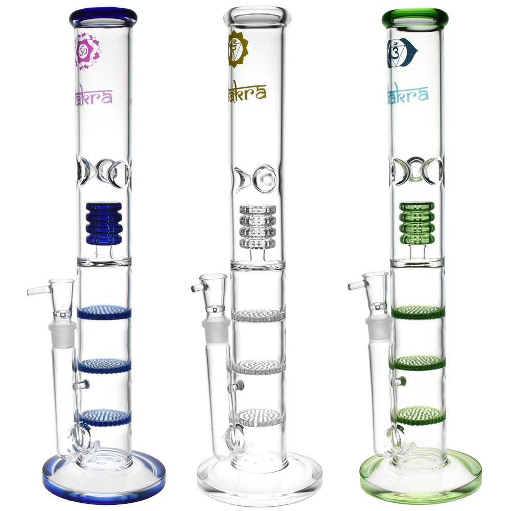 Chakra Triple Honeycomb Water Pipe – 16″/19mm F/Clrs Vry