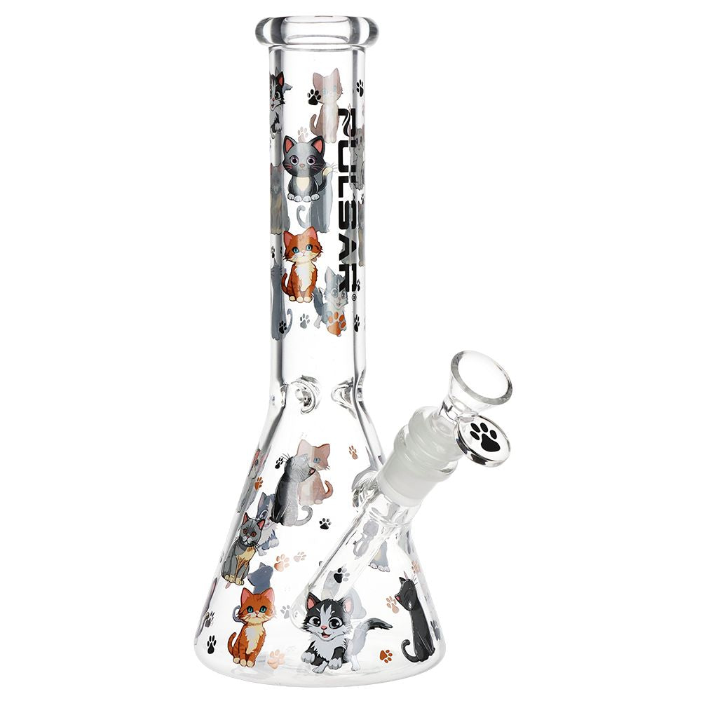 Pulsar Cute Kitties Beaker Glass Water Pipe – 10″ / 14mm F