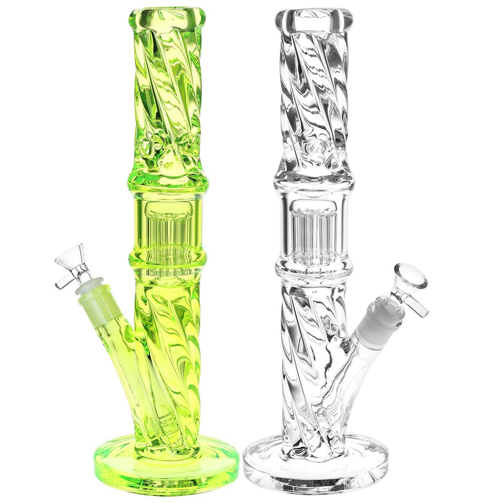 Translucent Twisty Jellyfish Perc Straight Glass Water Pipe | 13.75″