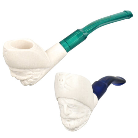 Hand Carved Pirate Meerschaum Pipe | 4.5″ | Colors Vary