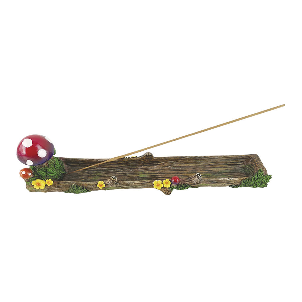 Fujima Mushroom Log Polystone Incense Burner – 10.75″