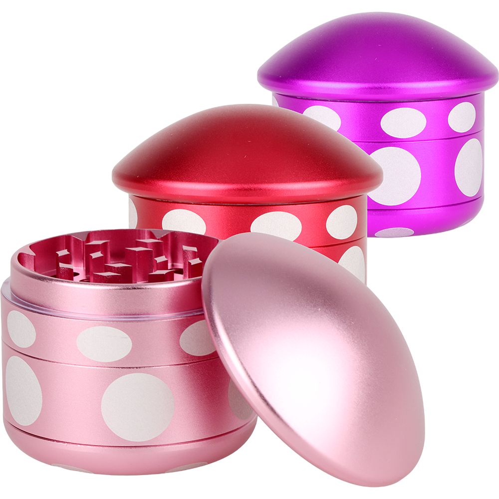 Mushroom Aluminum Grinder – 4pc / 1.8″ / Colors Vary