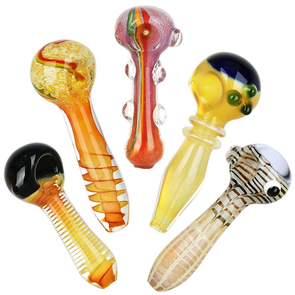 Elemental Assortment Glass Spoon Pipes – 4″ 20ct