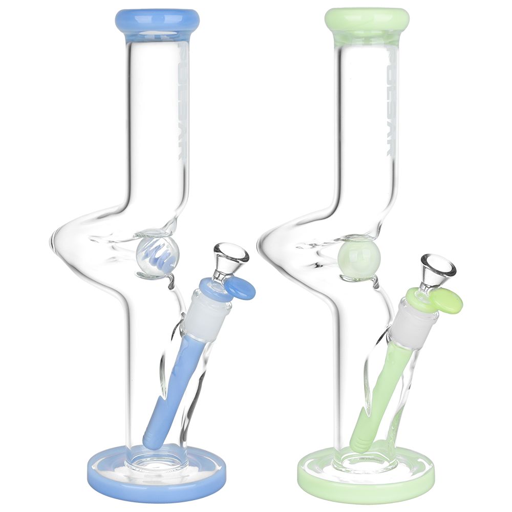 Pulsar Kinked Marble Straight Tube Glass Water Pipe – 12.75″ / 14mm F