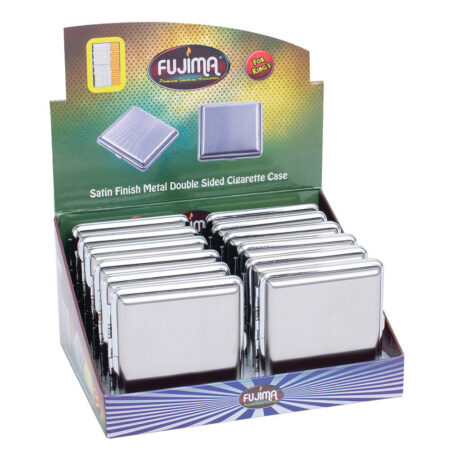 Fujima Metal Finish Double-Sided Cigarette Case - King Size 12pc