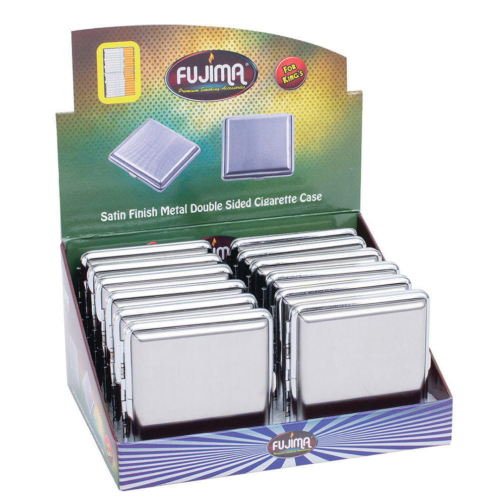 Fujima Metal Finish Double-Sided Cigarette Case – King Size 12pc