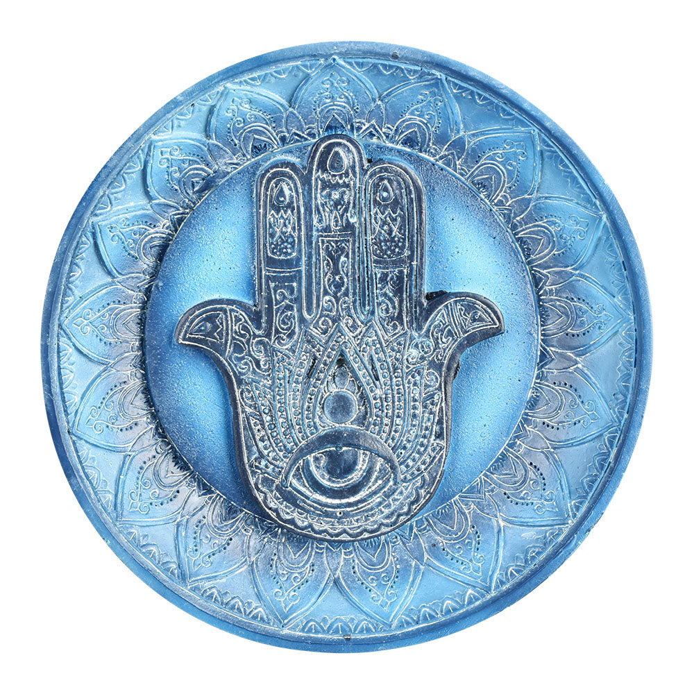 Blue Hamsa Hand Polyresin Incense Burner – 4.75″