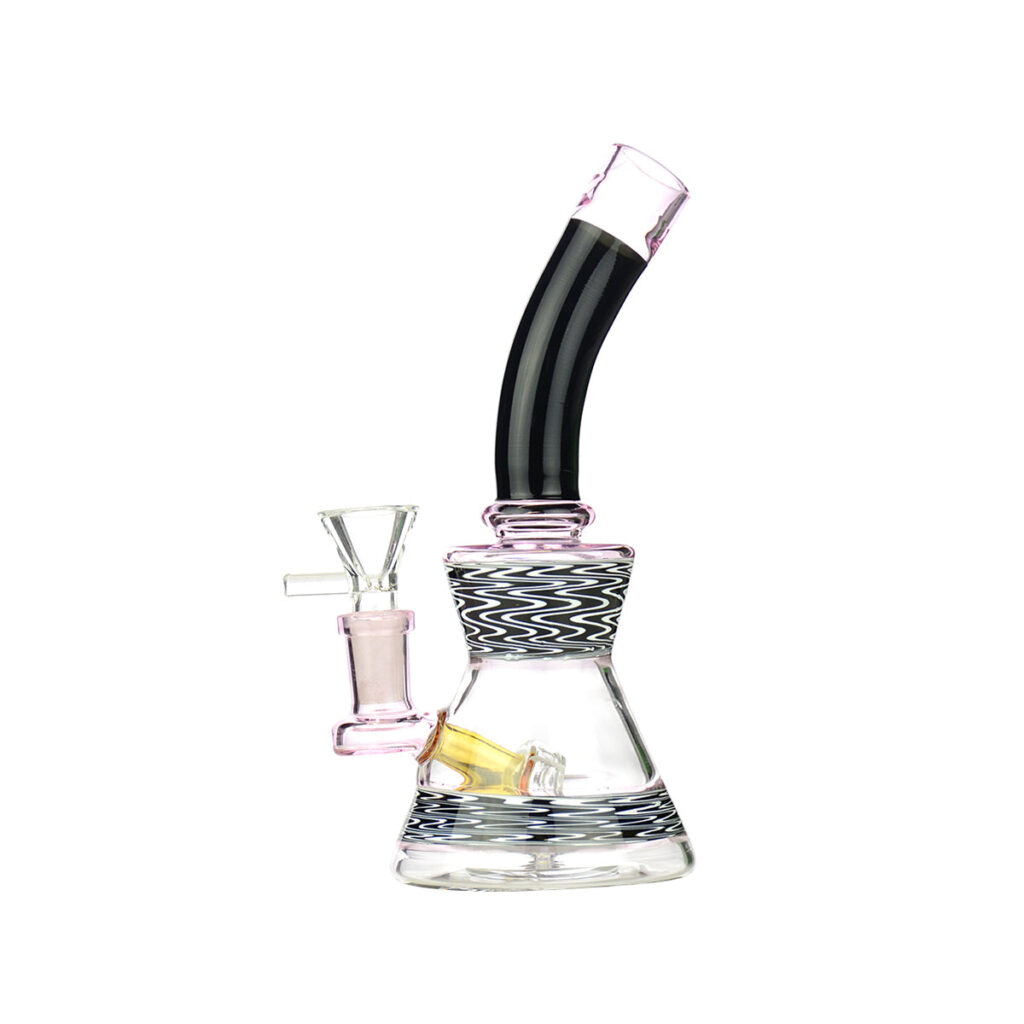 8″ Black White WigWag Art Bong with 14mm Male Bowl – Black White