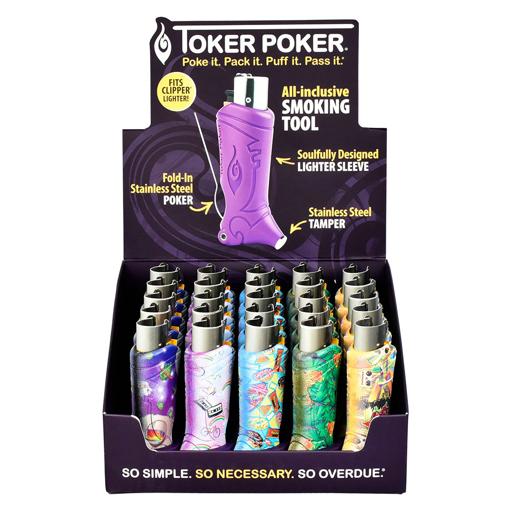 25PC DISP – Toker Poker Lighter Sleeve – Clipper/Flashback/Asst
