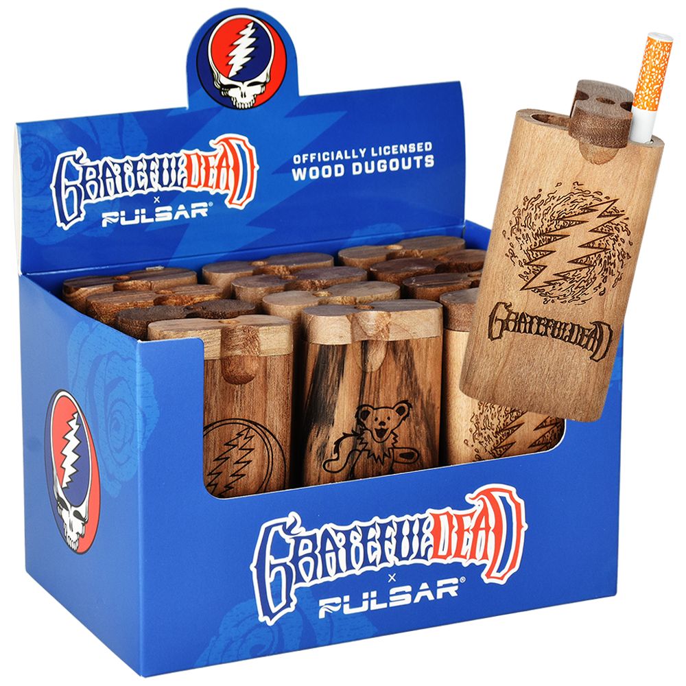 Grateful Dead Engraved Twist Top Wood Dugout – 4″ / 12ct