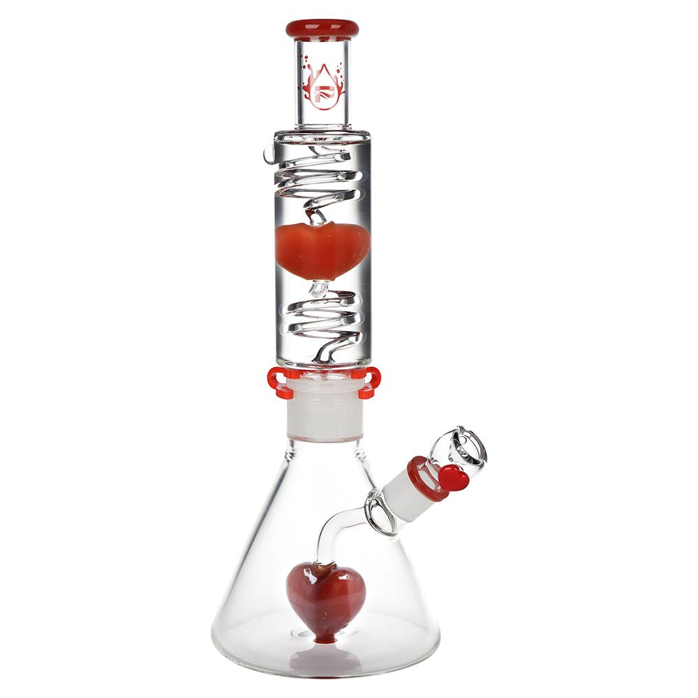 Pulsar Love Heart Beat Glycerin Beaker Glass Water Pipe – 14″ / 19mm F