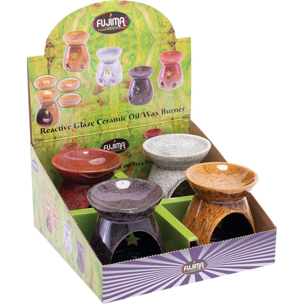 Fujima Reactive Glaze Ceramic Oil or Wax Burner – 3.8″ / 4ct