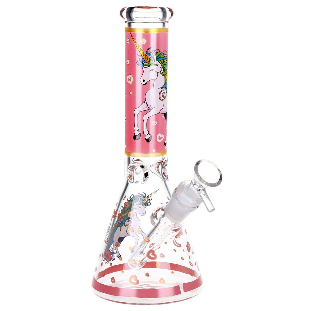 Pink Unicorn Beaker Glass Water Pipe – 10″ / 14mm F